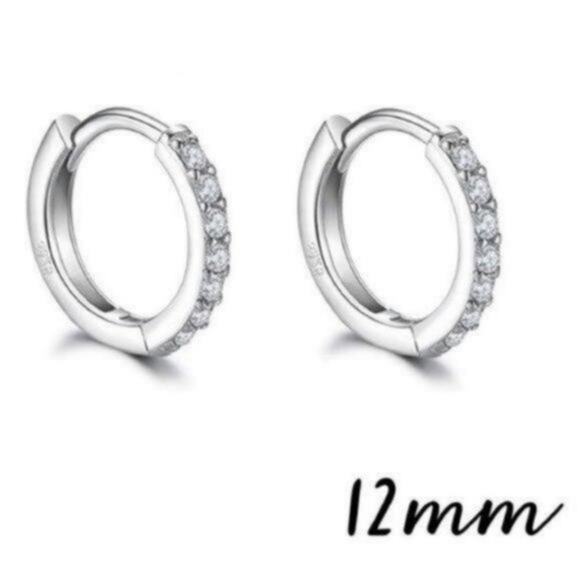 925 Sterling Silver Small Hoop Earrings 12MM - Picture 1 of 6